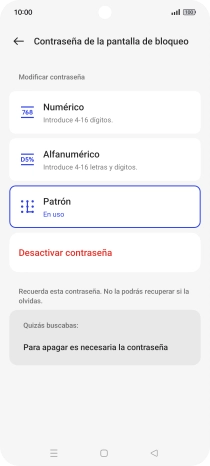 Pulsa Desactivar contraseña. Pulsa Desactivar contraseña.