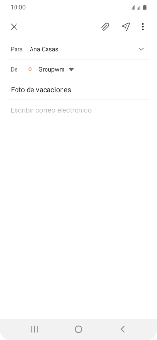 Pulsa en el campo de escritura y escribe el texto del correo electrónico. Pulsa en el campo de escritura y escribe el texto del correo electrónico.
