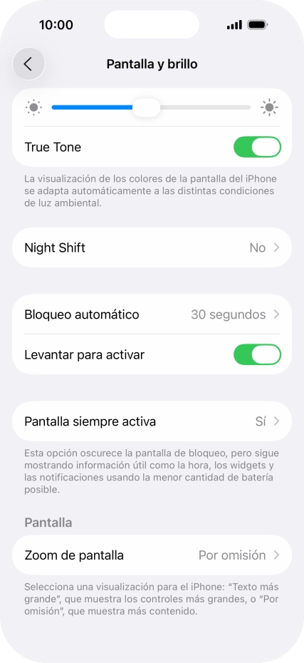 Pulsa Pantalla siempre activa. Pulsa Pantalla siempre activa.