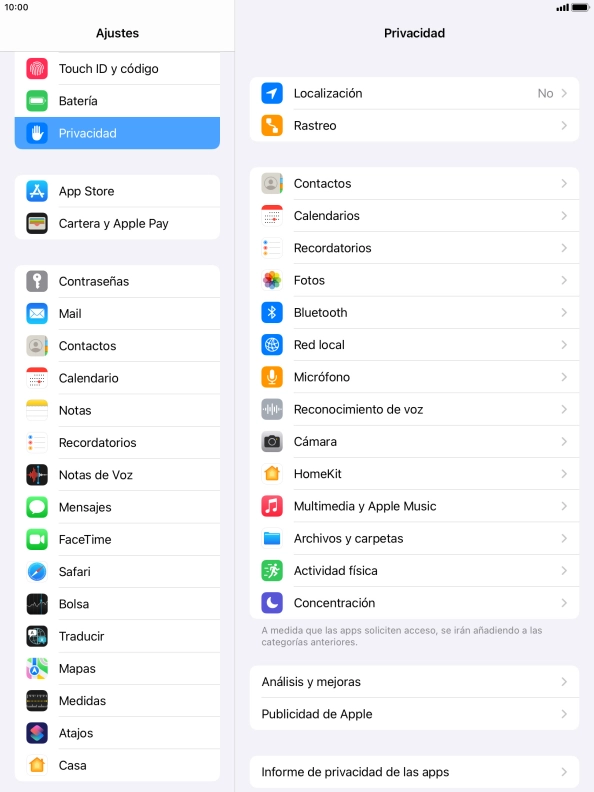 Pulsa Informe de privacidad de las apps.
