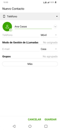 Pulsa Teléfono e introduce el número de teléfono deseado.