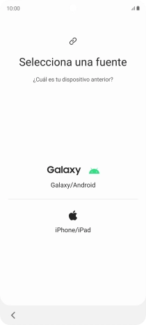 Pulsa el ajuste deseado y sigue las instrucciones de la pantalla para transferir el contenido del otro teléfono. Pulsa el ajuste deseado y sigue las instrucciones de la pantalla para transferir el contenido del otro teléfono.