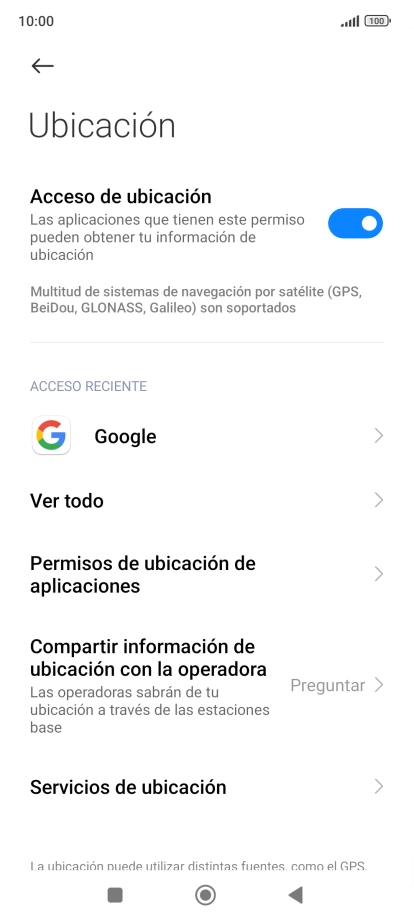 Pulsa Permisos de ubicación de aplicaciones. Pulsa Permisos de ubicación de aplicaciones.