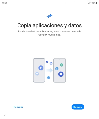 Puedes transferir el contenido de otro teléfono cuando activas tu teléfono por primera vez y cuando lo has restablecido. Cuando aparezca en la pantalla del teléfono esta imagen, ya está listo para la transmisión del contenido del otro teléfono. Puedes transferir el contenido de otro teléfono cuando activas tu teléfono por primera vez y cuando lo has restablecido. Cuando aparezca en la pantalla del teléfono esta imagen, ya está listo para la transmisión del contenido del otro teléfono.
