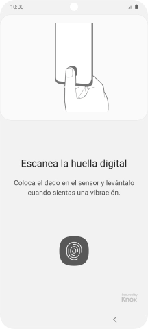 Sigue las indicaciones de la pantalla para crear una huella digital como código de seguridad. Sigue las indicaciones de la pantalla para crear una huella digital como código de seguridad.