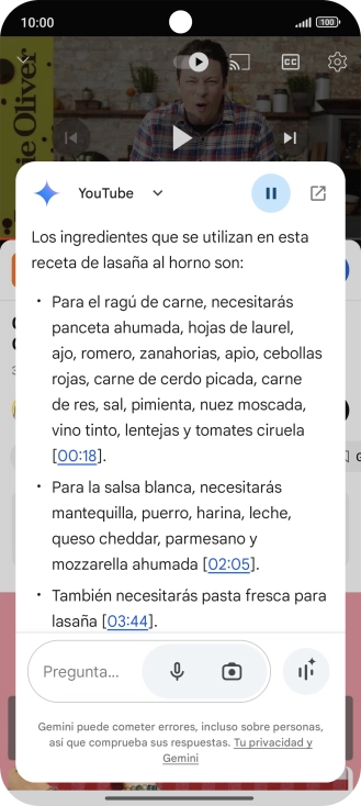 La respuesta de Gemini a tu pregunta se visualiza ahora en la pantalla. La respuesta de Gemini a tu pregunta se visualiza ahora en la pantalla.