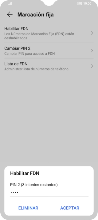Introduce el código PIN2 y pulsa ACEPTAR. Introduce el código PIN2 y pulsa ACEPTAR.
