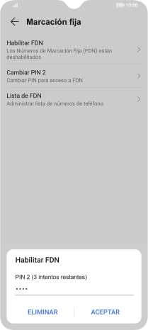 Introduce el código PIN2 y pulsa ACEPTAR. Introduce el código PIN2 y pulsa ACEPTAR.