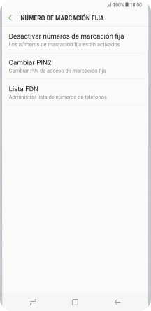 Pulsa Desactivar números de marcación fija para desactivar la marcación fija. Pulsa Desactivar números de marcación fija para desactivar la marcación fija.