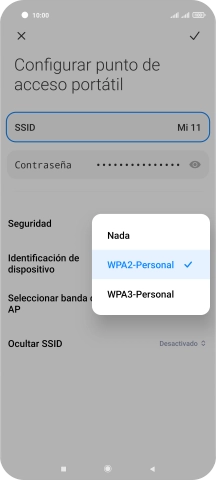 Pulsa WPA3-Personal para proteger la conexión wifi con una contraseña. Pulsa WPA3-Personal para proteger la conexión wifi con una contraseña.
