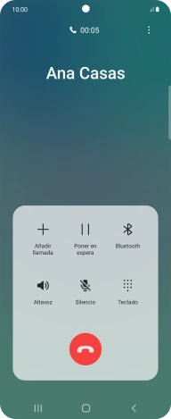 Pulsa el icono de finalizar llamada. Pulsa el icono de finalizar llamada.