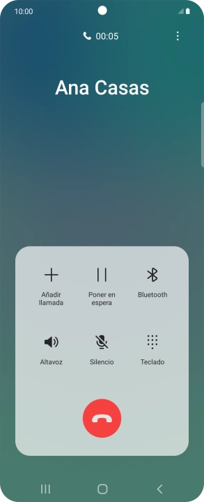 Pulsa el icono de finalizar llamada. Pulsa el icono de finalizar llamada.