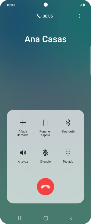 Pulsa el icono de finalizar llamada. Pulsa el icono de finalizar llamada.