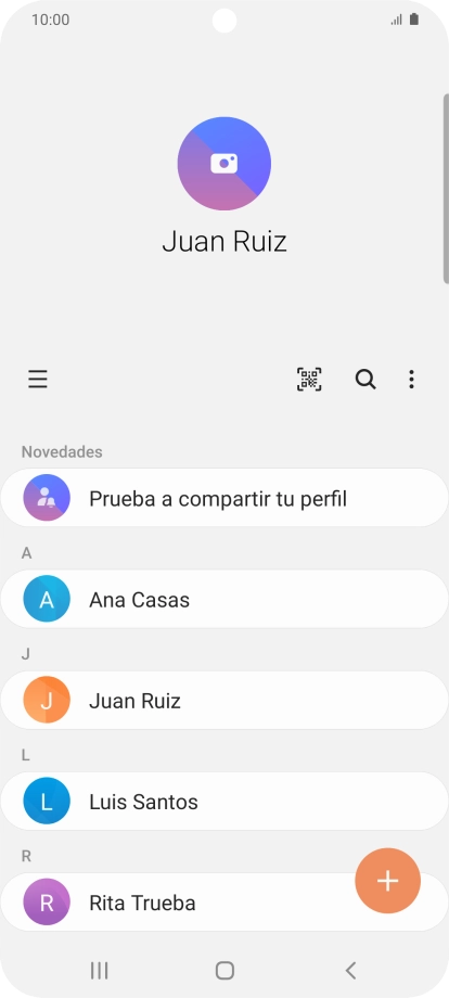 Pulsa el icono de nuevo contacto. Pulsa el icono de nuevo contacto.