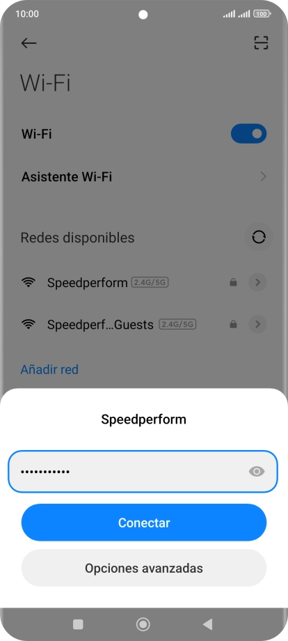 Introduce la contraseña de la red wifi y pulsa Conectar. Introduce la contraseña de la red wifi y pulsa Conectar.