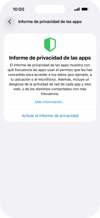 Pulsa Activar el informe de privacidad para activar la función. Pulsa Activar el informe de privacidad para activar la función.