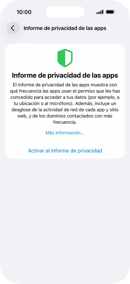 Pulsa Activar el informe de privacidad para activar la función. Pulsa Activar el informe de privacidad para activar la función.