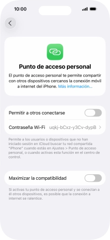 Pulsa Contraseña Wi-Fi e introduce una contraseña.