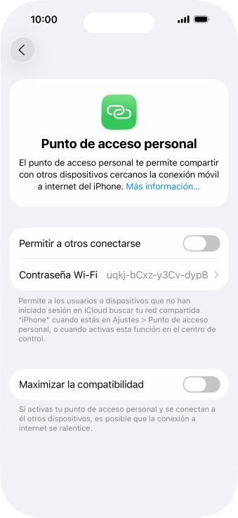 Pulsa Contraseña Wi-Fi e introduce una contraseña.