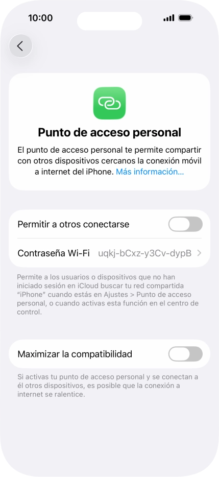 Pulsa Contraseña Wi-Fi e introduce una contraseña.