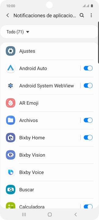Pulsa el indicador junto a las apps deseadas para activar o desactivar la función. Pulsa el indicador junto a las apps deseadas para activar o desactivar la función.