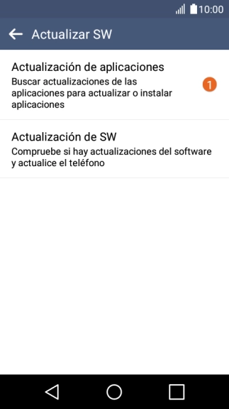 Pulsa Actualización de SW. Si hay una versión de software nueva disponible, aparecerá ahora en la pantalla. Sigue las indicaciones de la pantalla para actualizar el software del teléfono. Pulsa Actualización de SW. Si hay una versión de software nueva disponible, aparecerá ahora en la pantalla. Sigue las indicaciones de la pantalla para actualizar el software del teléfono.