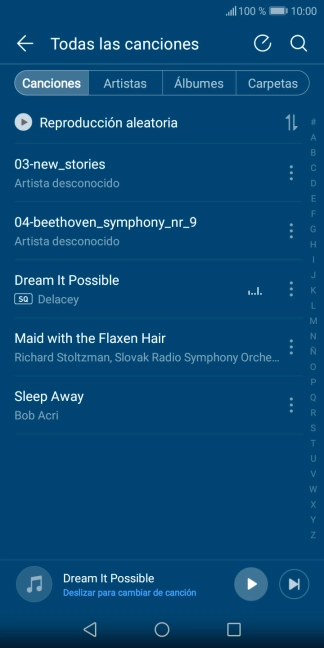 Pulsa una categoría y desplázate al archivo de música deseado. Pulsa una categoría y desplázate al archivo de música deseado.