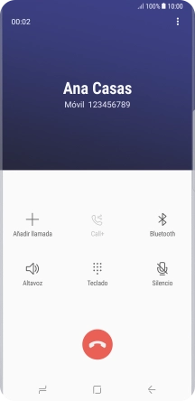 Pulsa el icono de finalizar llamada. Pulsa el icono de finalizar llamada.