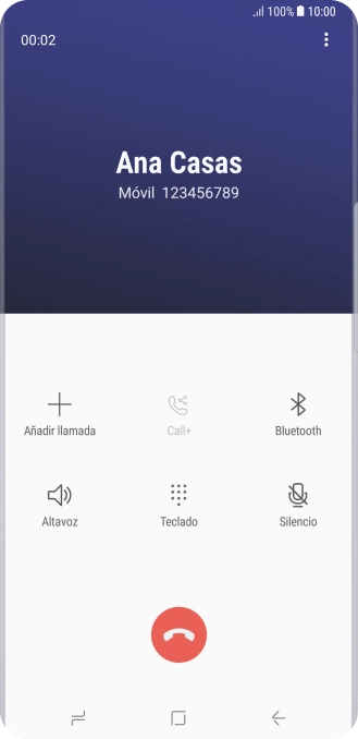 Pulsa el icono de finalizar llamada. Pulsa el icono de finalizar llamada.