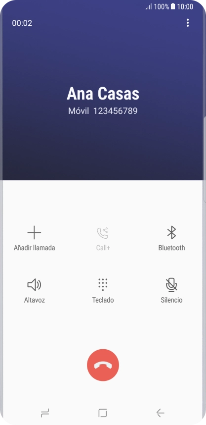 Pulsa el icono de finalizar llamada. Pulsa el icono de finalizar llamada.