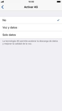 Si deseas desactivar el uso de 4G, pulsa No. Si deseas desactivar el uso de 4G, pulsa No.