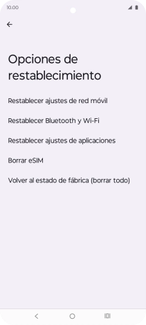 Pulsa Restablecer ajustes de red móvil. Pulsa Restablecer ajustes de red móvil.