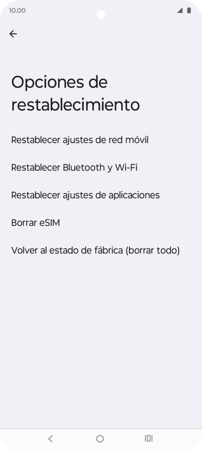Pulsa Restablecer ajustes de red móvil. Pulsa Restablecer ajustes de red móvil.