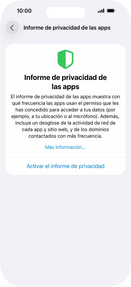 Pulsa Activar el informe de privacidad para activar la función. Pulsa Activar el informe de privacidad para activar la función.