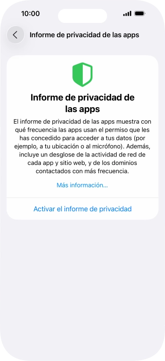Pulsa Activar el informe de privacidad para activar la función. Pulsa Activar el informe de privacidad para activar la función.