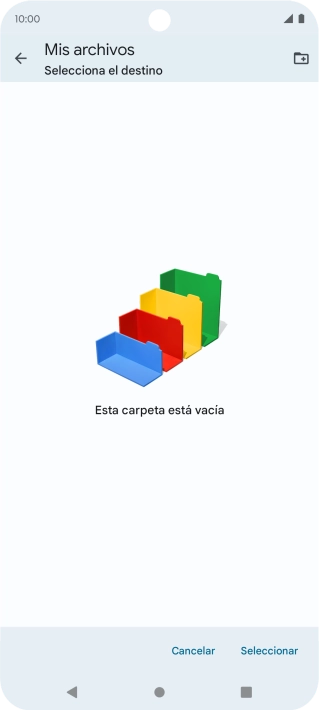 Si deseas crear una nueva carpeta, pulsa el icono de nueva carpeta y sigue las indicaciones de la pantalla para crearla. Si deseas crear una nueva carpeta, pulsa el icono de nueva carpeta y sigue las indicaciones de la pantalla para crearla.