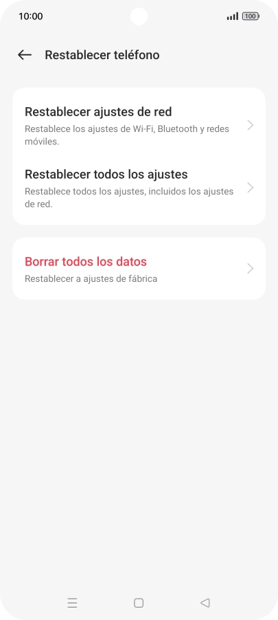 Pulsa Restablecer ajustes de red. Pulsa Restablecer ajustes de red.