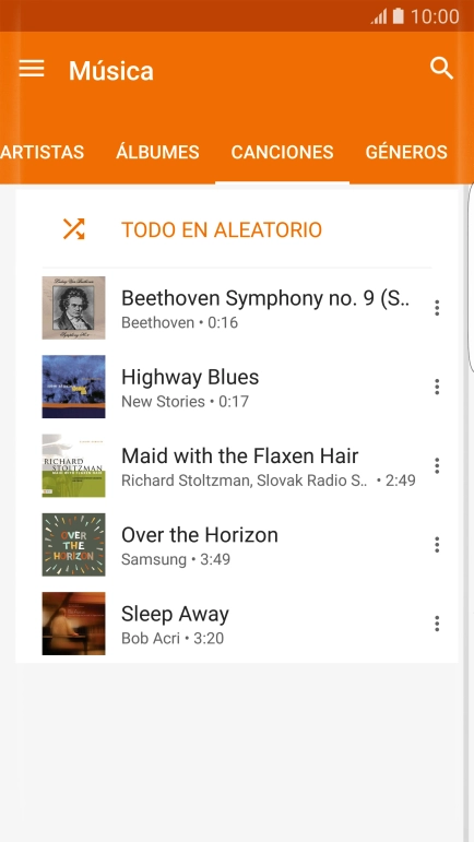 Pulsa el archivo de música deseado. Pulsa el archivo de música deseado.