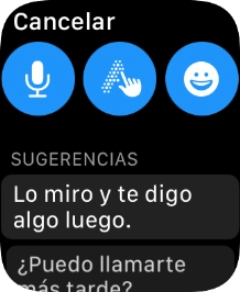 Pulsa el icono de micrófono y sigue las indicaciones de la pantalla para grabar y enviar el mensaje. Pulsa el icono de micrófono y sigue las indicaciones de la pantalla para grabar y enviar el mensaje.
