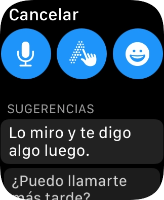 Pulsa el icono de micrófono y sigue las indicaciones de la pantalla para grabar y enviar el mensaje. Pulsa el icono de micrófono y sigue las indicaciones de la pantalla para grabar y enviar el mensaje.