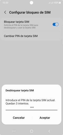Introduce tu código PIN y pulsa Aceptar. Introduce tu código PIN y pulsa Aceptar.