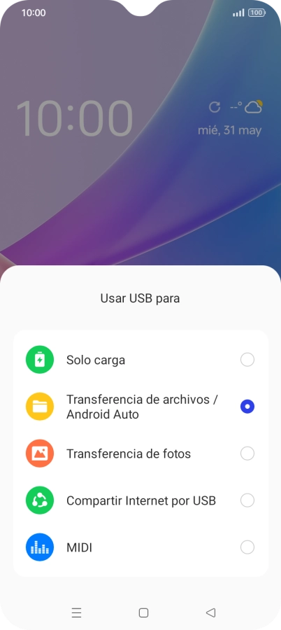 Pulsa Transferencia de archivos / Android Auto. Pulsa Transferencia de archivos / Android Auto.
