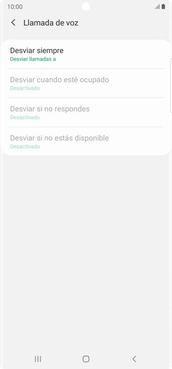 Pulsa el tipo de desvío deseado. Pulsa el tipo de desvío deseado.