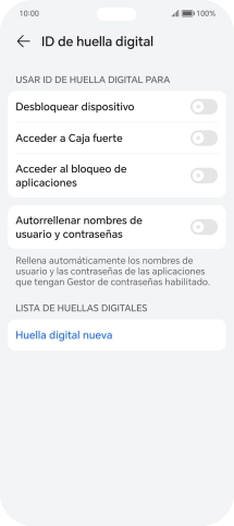 Pulsa Huella digital nueva. Pulsa Huella digital nueva.