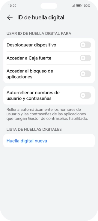 Pulsa Huella digital nueva. Pulsa Huella digital nueva.
