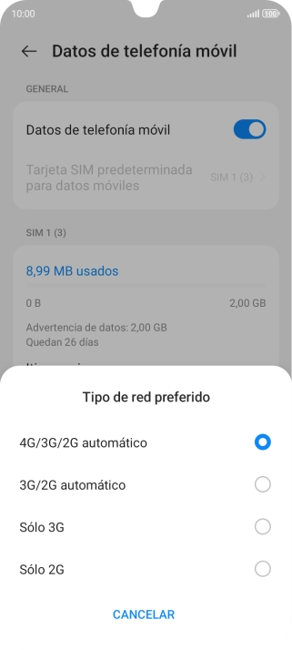 Pulsa el tipo de red deseado. Pulsa el tipo de red deseado.