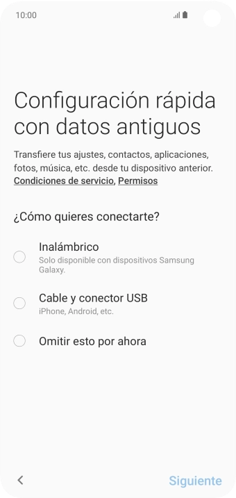 Puedes transferir el contenido de otro teléfono cuando activas tu teléfono por primera vez y cuando lo has restablecido. Cuando aparezca en la pantalla del teléfono esta imagen, ya está listo para la transmisión del contenido del otro teléfono. Puedes transferir el contenido de otro teléfono cuando activas tu teléfono por primera vez y cuando lo has restablecido. Cuando aparezca en la pantalla del teléfono esta imagen, ya está listo para la transmisión del contenido del otro teléfono.