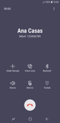 Pulsa el icono de finalizar llamada. Pulsa el icono de finalizar llamada.