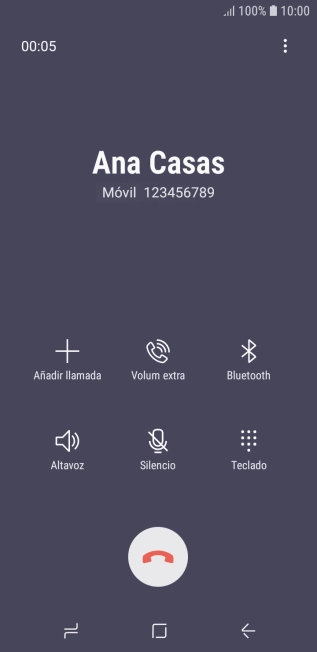 Pulsa el icono de finalizar llamada. Pulsa el icono de finalizar llamada.