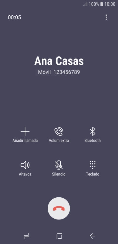 Pulsa el icono de finalizar llamada. Pulsa el icono de finalizar llamada.